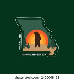 National Missouri Day – January 4, 2024, Color changeable, Illustrator Eps File, Suitable for use in print or social media.