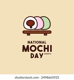 National Mochi Day. August 8. Flat design vector. Eps 10.