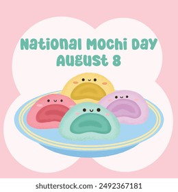National Mochi Day Celebration with cute kawaii art style. Suitable for flat design, flyer design, flat illustration, etc