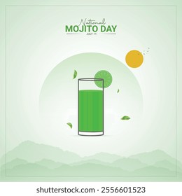 National Mojito Day creative ads design. National Mojito Day, july 11, vector 3d illustration