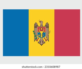 National Moldova flag, official colors and proportion correctly. National Moldova flag. Vector illustration.