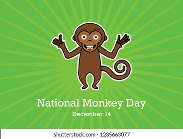 National Monkey Day vector. Monkey cartoon character. Cute monkey on a green background. Happy monkey vector illustration. Important day