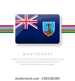 National Montserrat Flag.Vectors Montserrat Button Flag. Realistic National Flag Design and Vector Template.