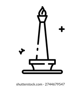 National Monument of Indonesia Icon Vector Illustration in Thin Line Style