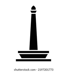 National Monument (Monas) Indonesia black icon. Suitable for website, content design, poster, banner, or video editing needs