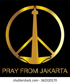 National Monument Monas. Merdeka Square Icon design, Central Jakarta, flag Indonesia, Jakarta Icon design, peace, hope sign. pray for Jakarta.