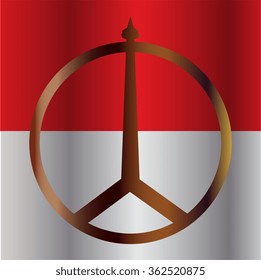 National Monument Monas. Merdeka Square Icon design, Central Jakarta, flag Indonesia, jakarta Icon design, peace, hope sign. pray for Jakarta.