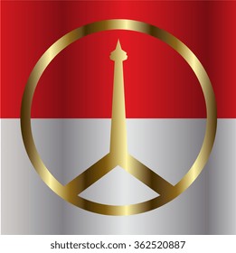 National Monument Monas. Merdeka Square Icon design, Central Jakarta, flag Indonesia, jakarta Icon design, peace, hope sign. pray for Jakarta.