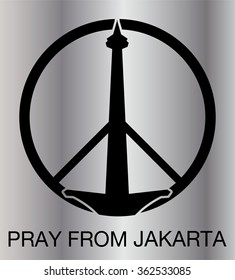 National Monument Monas. Merdeka Square Icon design, Central Jakarta, flag Indonesia, jakarta Icon design, peace, hope sign. pray for Jakarta.