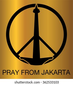 National Monument Monas. Merdeka Square Icon design, Central Jakarta, flag Indonesia, jakarta Icon design, peace, hope sign. pray for Jakarta.