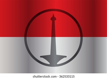National Monument Monas. Merdeka Square Icon design, Central Jakarta, flag Indonesia, jakarta Icon design, peace, hope sign. pray for Jakarta.