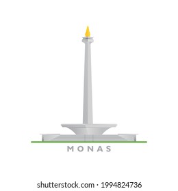 El Monumento Nacional o abreviado popularmente como Monas o Tugu Monas, jakarta, indonesia Monumento Nacional ilustración vectorial