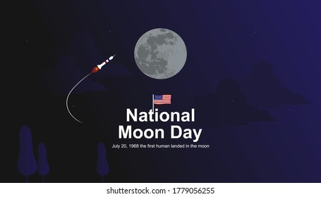 National Moon day illustration vector, the first human landing day to the moon