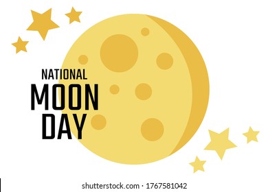 National Moon Day. July 20. Holiday concept. Template for background, banner, card, poster with text inscription. Vector EPS10 illustration