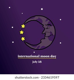 National Moon Day on 20 July Banner Background. Outer Space Concept With Earth and Moon