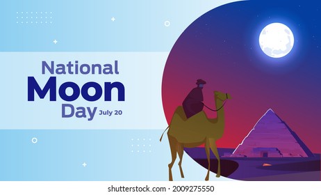 national moon day on july 20 business brochure flyer banner design horizontal template vector, cover presentation abstract, modern publication poster and flag-banner, layout in rectangle size.