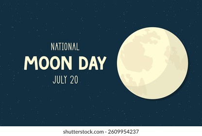 National Moon Day poster flat vector illustration.
