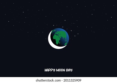 Vector del Día Nacional de la Luna. luna con globo