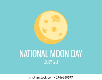 Vector del Día Nacional de la Luna. Vector de icono de la luna. Aniversario del aterrizaje en la Luna. Afiche del Día de la Luna, 20 de julio. Día importante