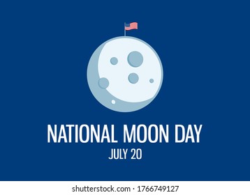 National Moon Day vector. Simple moon with american flag icon vector. Anniversary of landing on the Moon. Moon Day Poster, July 20. Important day