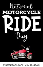 National Motorcycle Ride Day Sign Vector