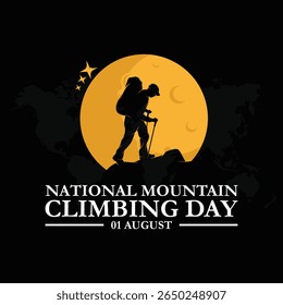 National Mountain Climbing Day. 1st August Mountain climbing day. National Mountain Climbing Day, held on 1 August. editable Social media post template, National Mountain Climbing Day.