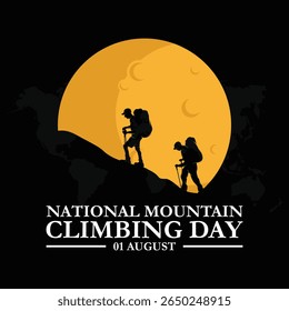 National Mountain Climbing Day. 1st August Mountain climbing day. National Mountain Climbing Day, held on 1 August. editable Social media post template, National Mountain Climbing Day.