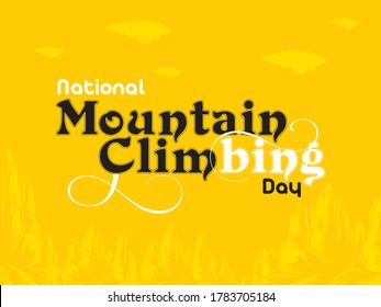 National Mountain Climbing Day creative design with yellow base and stylish font
