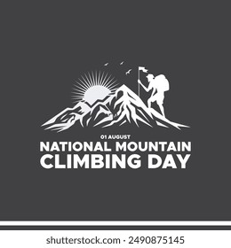 Día Nacional de la Escalada de Montaña, celebrado el 1 de agosto. Plantilla de publicación editable en las redes sociales, Día Nacional de la Escalada de Montaña, ilustración de stock, archivo eps.