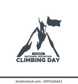 National Mountain Climbing Day, held on 1 August. editable Social media post template, National Mountain Climbing Day, stock illustration, eps file.