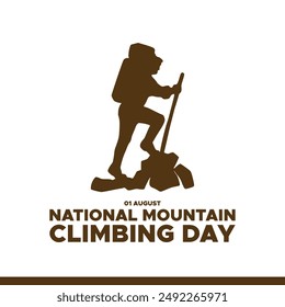 National Mountain Climbing Day, held on 1 August. editable Social media post template, National Mountain Climbing Day, stock illustration, eps file.
