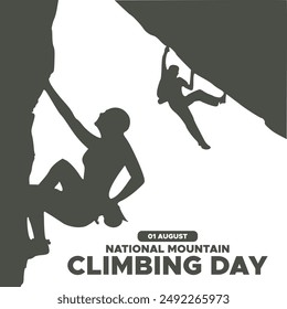 National Mountain Climbing Day, held on 1 August. editable Social media post template, National Mountain Climbing Day, stock illustration, eps file.