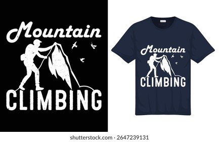 National Mountain Climbing Day Rock Typography Vintage Graphic T-shirt Design with Vector Illustration Template. print for shirt, poster, gift, banner, card, sticker and pod.