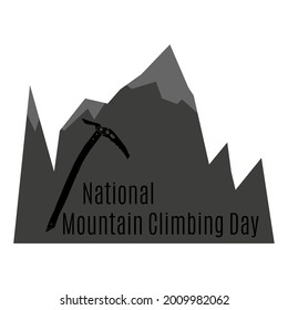 National Mountain Climbing Day, Silhouette of mountains and pickaxe vector illustration