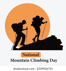 National Mountain Climbing Day, two men climbing mountain, hard work, climbing