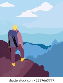 National Mountain Climbing Day Vector, vector extreme mountaineering illustration .