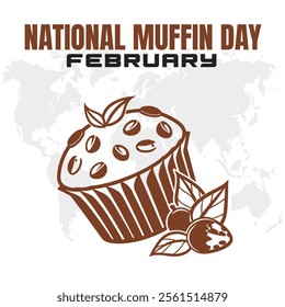 NATIONAL MUFFIN DAY social media post Vector Illustration on february
