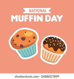 National Muffin Day Vector Illustration with Chocolate Chip Food Classic Muffins Delicious in vector illustration