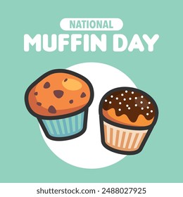 National Muffin Day Vector Illustration with Chocolate Chip Food Classic Muffins Delicious in vector illustration