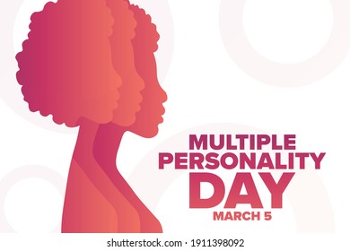 National Multiple Personality Day. March 5. Holiday concept. Template for background, banner, card, poster with text inscription. Vector EPS10 illustration