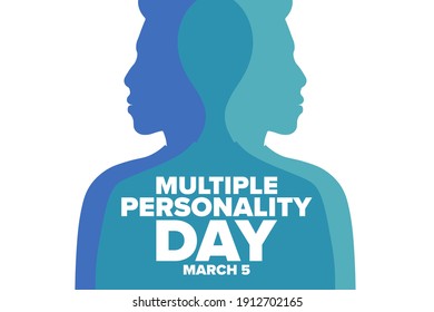 National Multiple Personality Day. March 5. Holiday concept. Template for background, banner, card, poster with text inscription. Vector EPS10 illustration