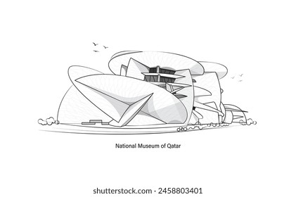 Das Nationalmuseum von Katar ist ein Nationalmuseum in Doha. Vektorgrafik