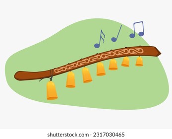 Instrumento musical nacional Konyrau. Asatayak, instrumento popular kazajo. Asia central, ilustración vectorial