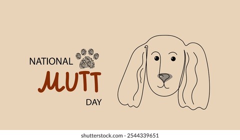 National mutt day. Vector hand drawn doodle flat cartoon illustration for banner, greeting card, poster, print. Dog day. Animal day.	
