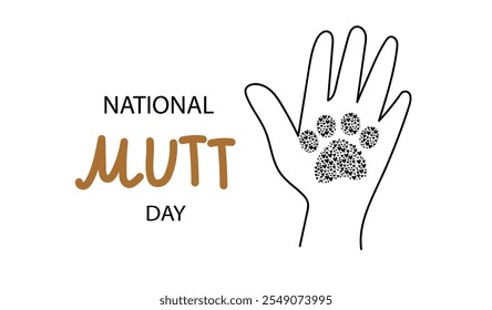 National mutt day. Vector hand drawn doodle flat cartoon illustration for banner, greeting card, poster, print. Dog day. Animal day.	
