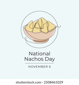 Modelo de design de vetor do Dia Nacional de Nachos bom para o uso da celebração. Projeto do Dia Nacional de Nachos. Desenho de linha contínua. eps 10.