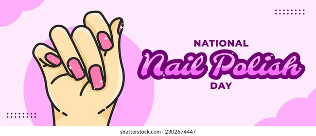 El Día Nacional de la Polaca Nal el 10 de junio Antecedentes de la pancarta. Dedos De Mujeres Usando El Concepto De Polaco Nail. Diseño de plantilla de pancarta horizontal. Ilustración vectorial