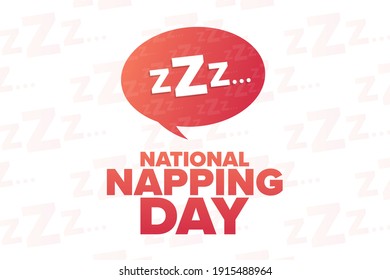 National Napping Day. Holiday concept. Template for background, banner, card, poster with text inscription. Vector EPS10 illustration