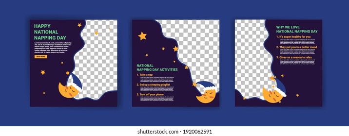 National Napping Day. Holiday concept. Template for social media post, background, banner, card, and poster.