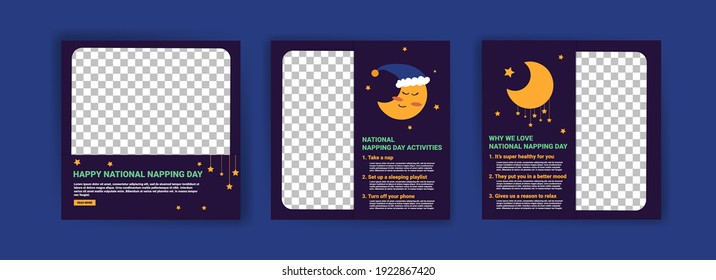 National Napping Day. Holiday concept. Template for social media post, background, banner, card, and poster.